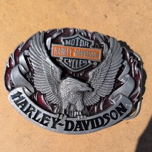 Harley-Davidson Silver and Red Eagle Belt Buckle
